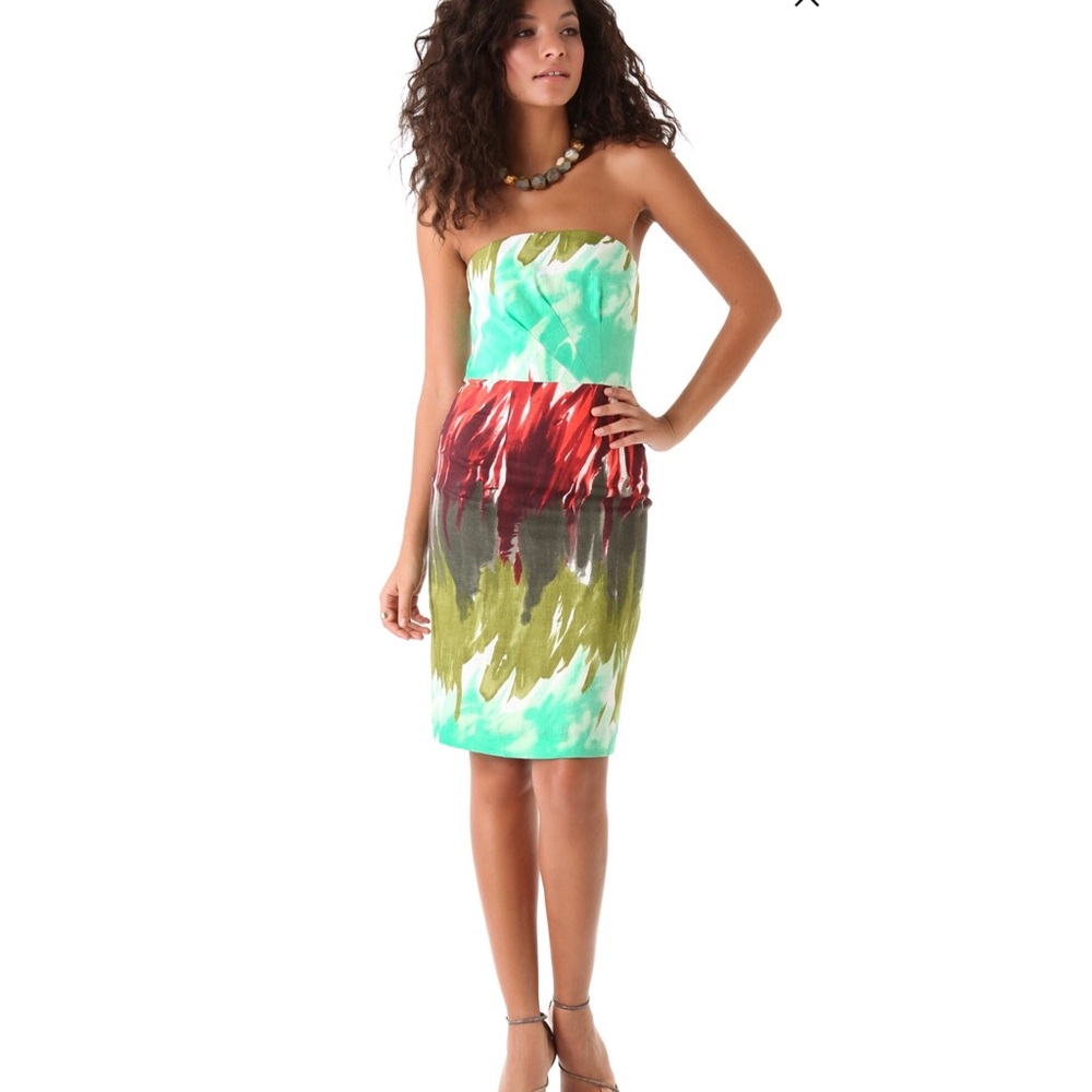 Milly Kali Strapless Linen Dress